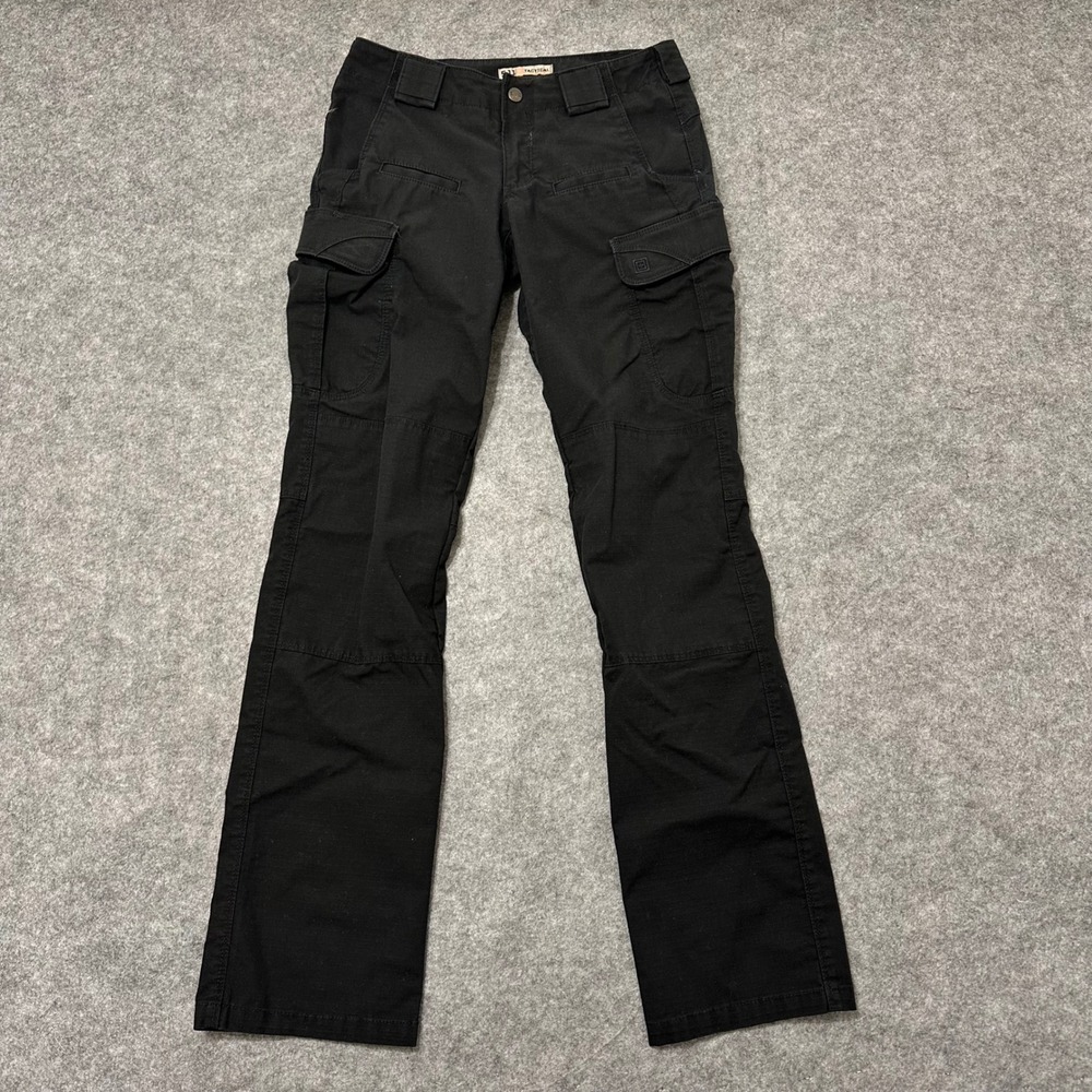 5.11 Tactical Stryke Pants Womens Sz 4 Long Black Cargo Ripstop Flex-Tac 64386